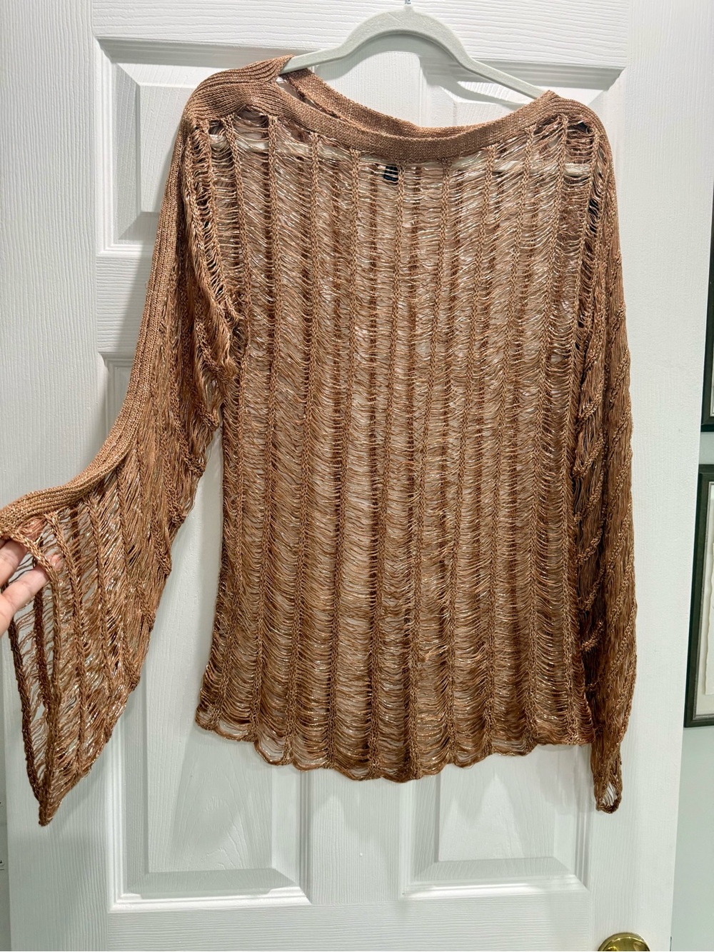 Forever 21 Metallic Open-Weave Bronze Sweater size small